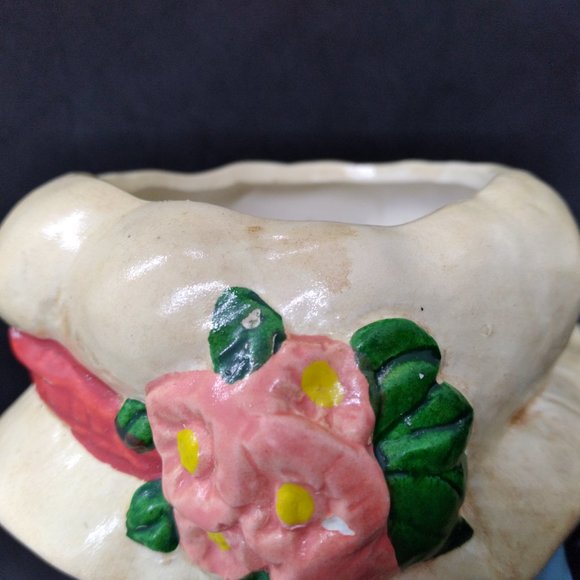 Two Vtg Enesco Japan Set of Strawberry Shortcake style Girls Head Planter vases - Picture 14 of 16